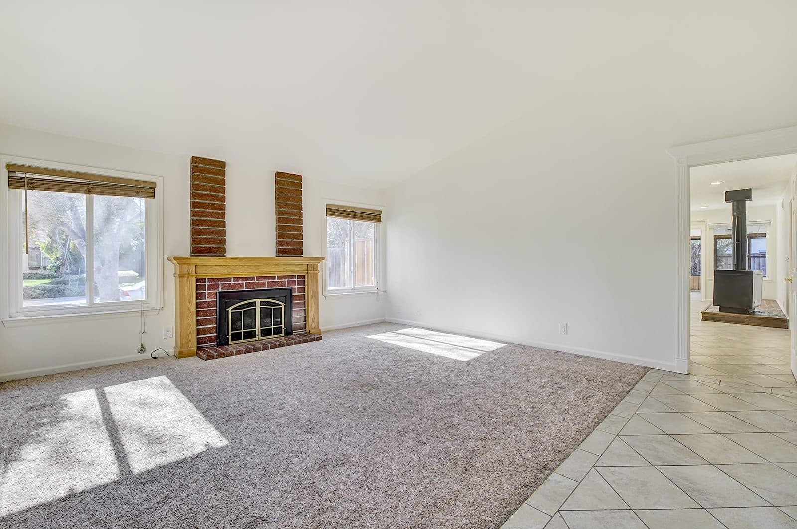 Empty living room virtually staged in Modern style, before