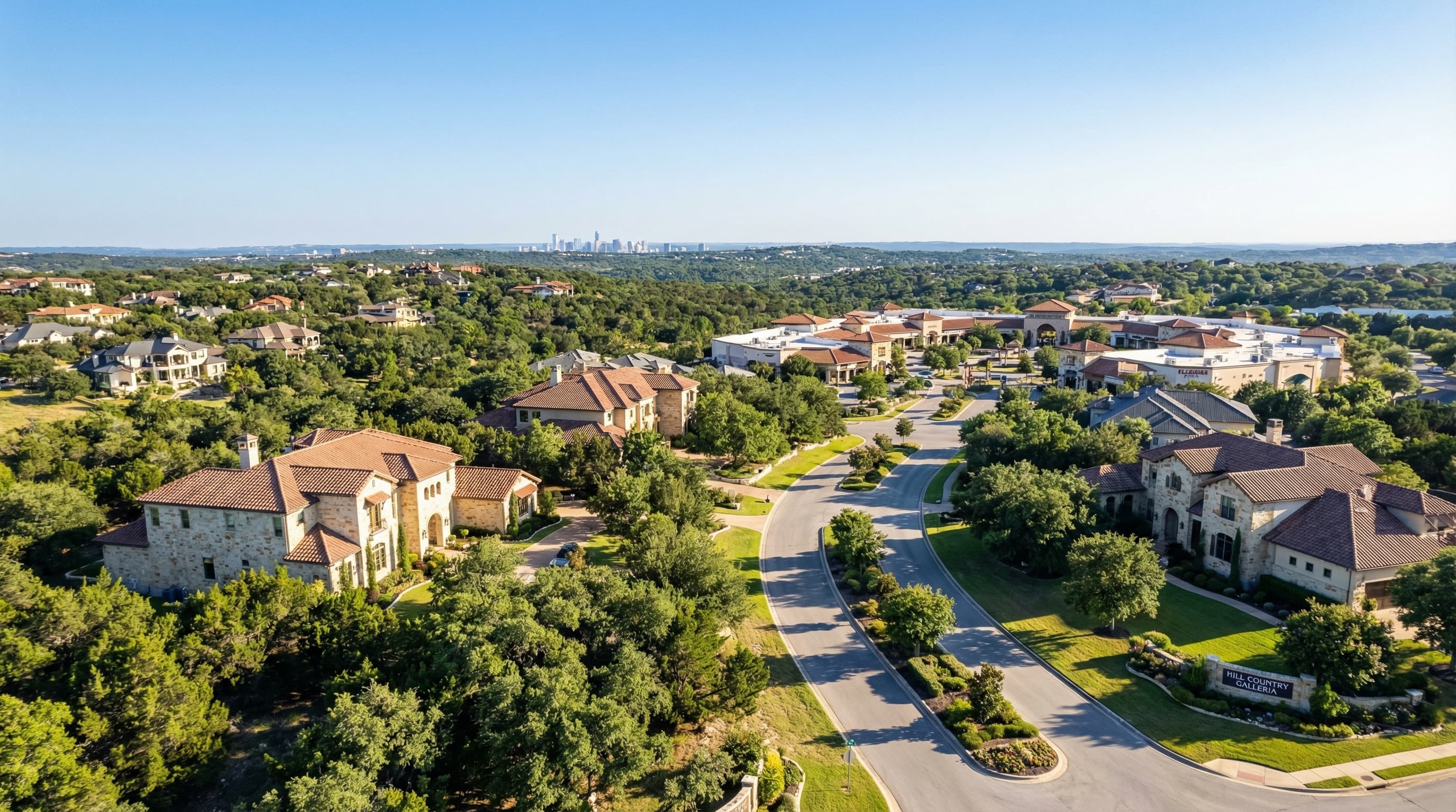 Bee Cave Texas Hill Country community with Lake Travis views and Hill Country Galleria