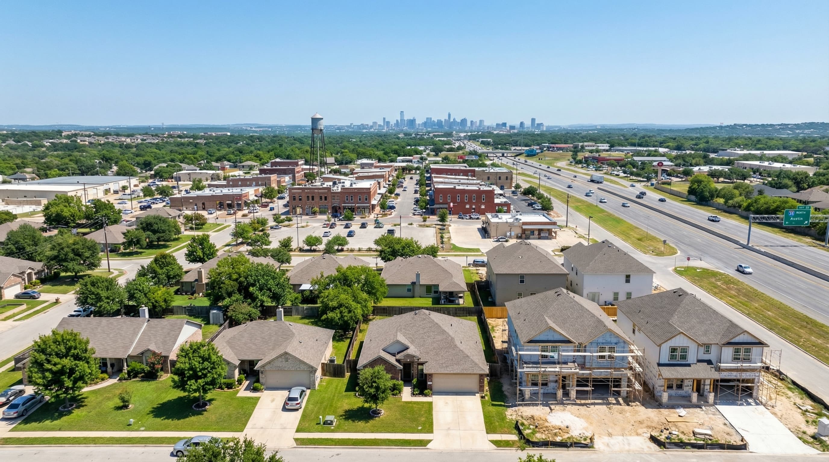 Kyle Texas Plum Creek master-planned community homes with Texas wildflower meadows